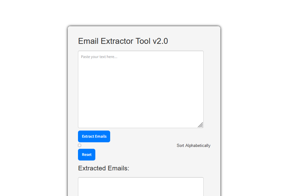 Extract, sort, remove duplicates, copy emails, save to txt or csv.